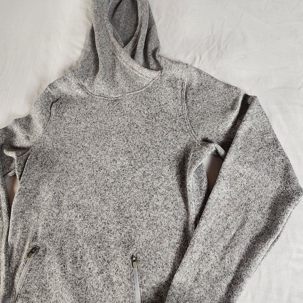 Old Navy Active Gray Hoodie Womens Medium Fleece Pullover Zip Pockets - Picture 3 of 9